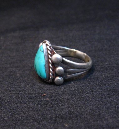 Image 2 of Vintage Native American Navajo Turquoise Ring sz6-3/4