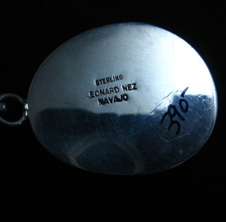 Image 3 of Leonard Nez Navajo Kingman Turquoise Silver Pendant