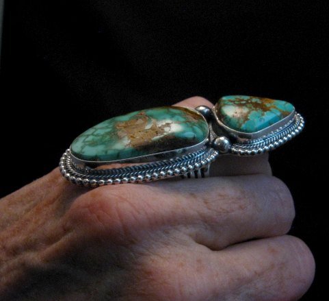 Image 4 of Huge Navajo Royston Turquoise Silver Ring by Randy Boyd sz6