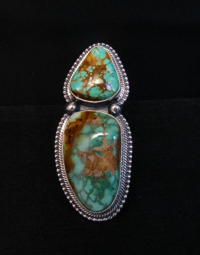 Image 7 of Huge Navajo Royston Turquoise Silver Ring by Randy Boyd sz6