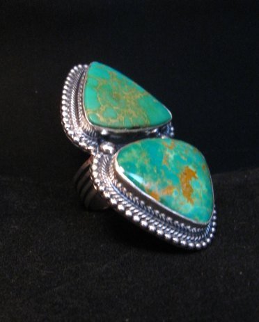 Image 2 of Massive Navajo Pilot Mountain Turquoise Silver Ring, Randy Boyd sz7-1/2