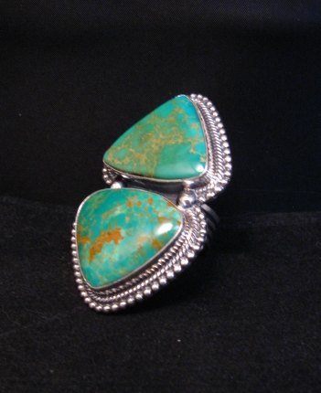 Image 3 of Massive Navajo Pilot Mountain Turquoise Silver Ring, Randy Boyd sz7-1/2