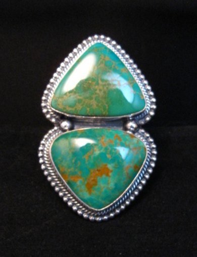 Image 5 of Massive Navajo Pilot Mountain Turquoise Silver Ring, Randy Boyd sz7-1/2