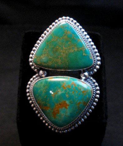 Image 7 of Massive Navajo Pilot Mountain Turquoise Silver Ring, Randy Boyd sz7-1/2