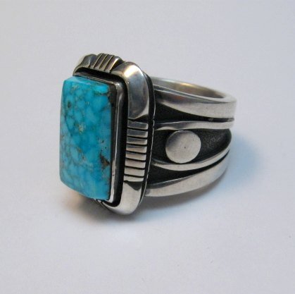 Image 1 of Navajo Kingman Birdseye Turquoise Ring sz11-1/2, Cooper Willie
