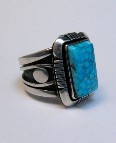 Image 3 of Navajo Kingman Birdseye Turquoise Ring sz11-1/2, Cooper Willie