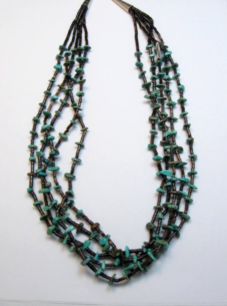 Image 0 of Native American Shell Heishi and Turquoise Necklace Angela Coriz