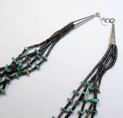 Image 2 of Native American Shell Heishi and Turquoise Necklace Angela Coriz