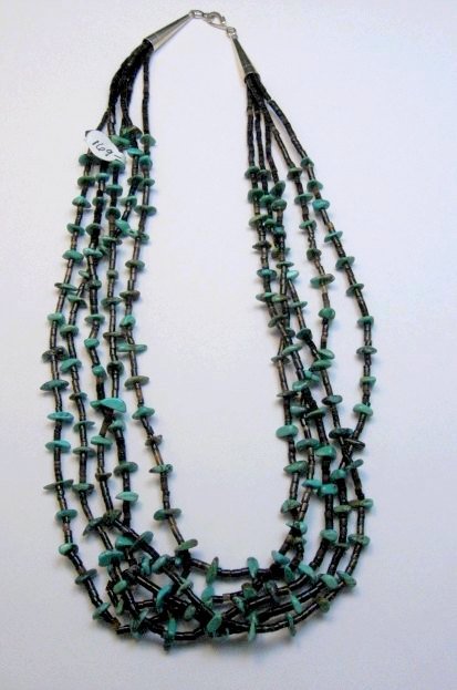 Image 3 of Native American Shell Heishi and Turquoise Necklace Angela Coriz