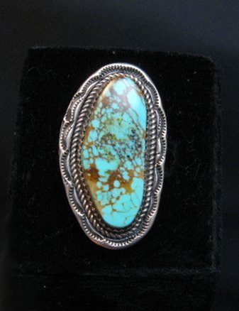 Image 0 of Navajo Native American Turquoise Ring sz9, LaRose Ganadonegro