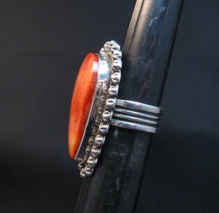 Image 2 of Spiny Oyster Navajo Silver Ring Sz7-1/4 by Happy Piasso