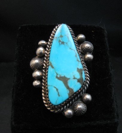 Image 0 of Navajo Rosella Paxson Kingman Turquoise Silver Ring sz 8