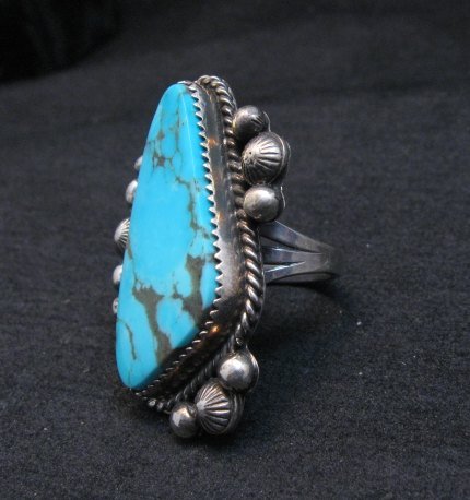 Image 1 of Navajo Rosella Paxson Kingman Turquoise Silver Ring sz 8