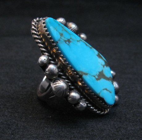 Image 2 of Navajo Rosella Paxson Kingman Turquoise Silver Ring sz 8