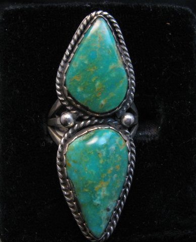 Image 0 of LaRose Ganadonegro Navajo Double Royston Turquoise Ring sz7