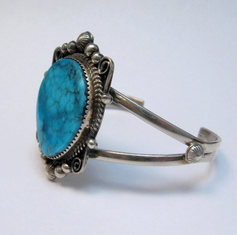 Image 1 of Navajo Rosella Paxson Kingman Turquoise Silver Bracelet