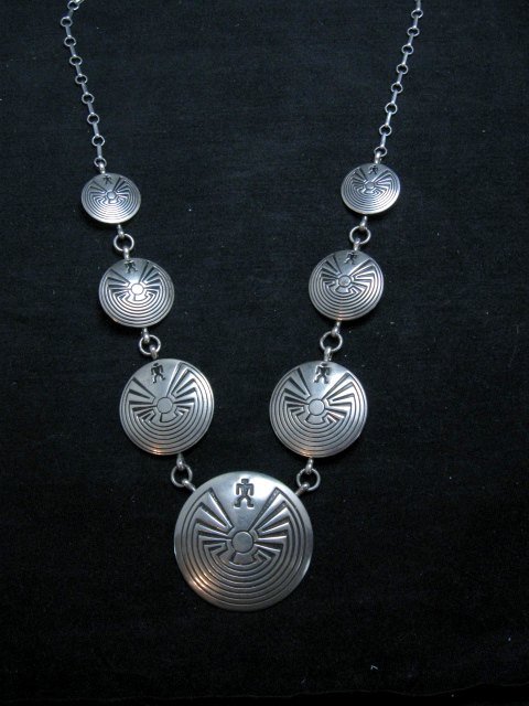 Vintage Navajo Native American Man In The Maze Necklace - Man In The Maze Silver Pendant Vintage Navajo Native American Man In The Maze Necklace - Man In The Maze Silver Pendant