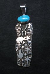 Large Navajo Alex Sanchez Turquoise Silver Maiden Figure Pendant 