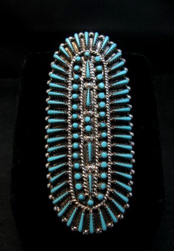 Image 0 of Zuni Shirley Lahi Sleeping Beauty Turquoise Petit Point Cluster Ring sz9-1/4