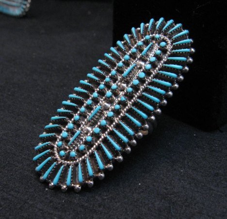 Image 1 of Zuni Shirley Lahi Sleeping Beauty Turquoise Petit Point Cluster Ring sz9-1/4