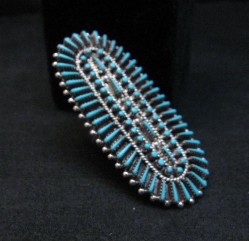 Image 3 of Zuni Shirley Lahi Sleeping Beauty Turquoise Petit Point Cluster Ring sz9-1/4