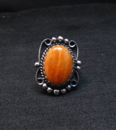 Image 0 of Native American Navajo Spiny Oyster Silver Ring, Alfred Martinez sz8-1/2