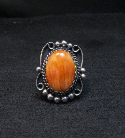 Image 0 of Native American Navajo Spiny Oyster Silver Ring, Alfred Martinez sz8-1/2