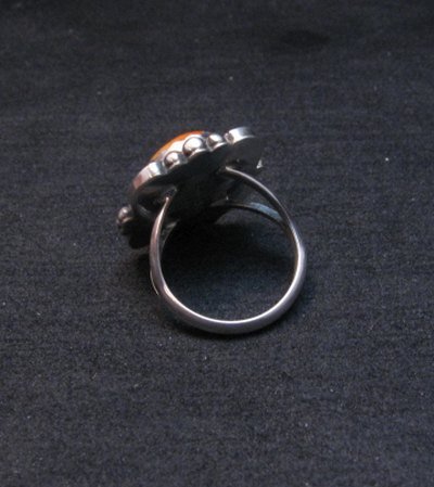 Image 2 of Native American Navajo Spiny Oyster Silver Ring, Alfred Martinez sz8-1/2