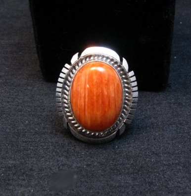 Image 0 of Native American Navajo Spiny Oyster Silver Ring, Alfred Martinez sz7