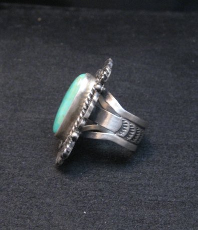 Image 2 of Fancy Old Style Navajo Turquoise Silver Ring Robert Shakey sz6-1/2