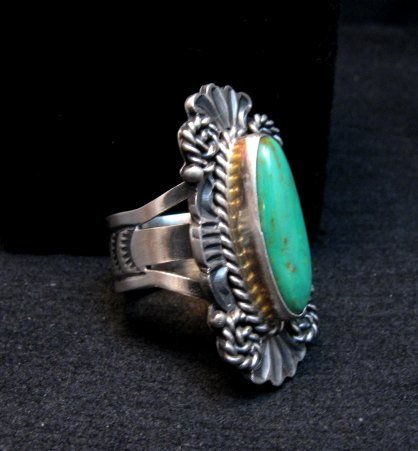 Image 1 of Native American Navajo Turquoise Silver Ring Robert Shakey sz7