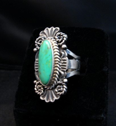 Image 2 of Native American Navajo Turquoise Silver Ring Robert Shakey sz7
