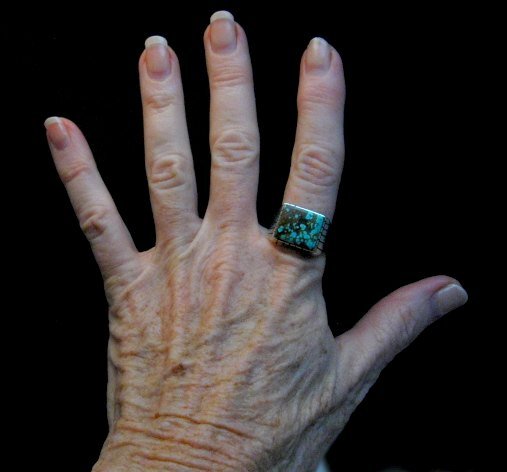 Image 1 of Ray Jack Navajo Number 8 Turquoise Ring sz10-1/2