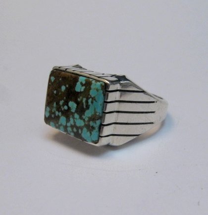 Image 2 of Ray Jack Navajo Number 8 Turquoise Ring sz10-1/2