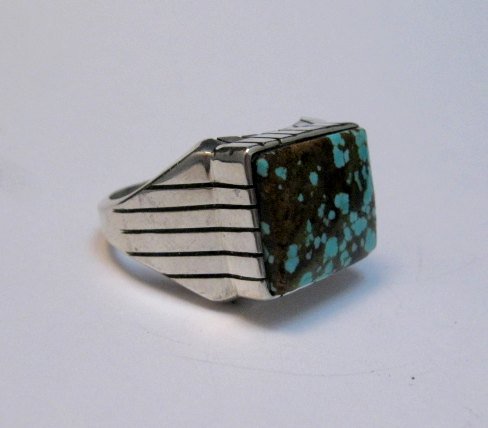 Image 3 of Ray Jack Navajo Number 8 Turquoise Ring sz10-1/2
