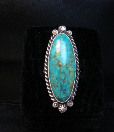 Image 0 of Native American Navajo Turquoise Silver Ring Robert Shakey sz9