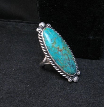 Image 1 of Native American Navajo Turquoise Silver Ring Robert Shakey sz9