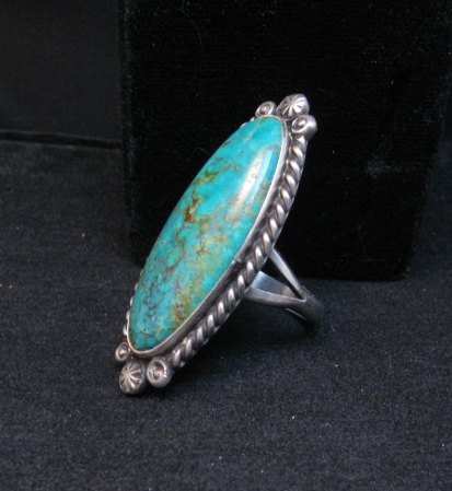 Image 2 of Native American Navajo Turquoise Silver Ring Robert Shakey sz9