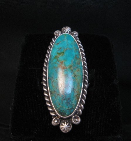 Image 5 of Native American Navajo Turquoise Silver Ring Robert Shakey sz9