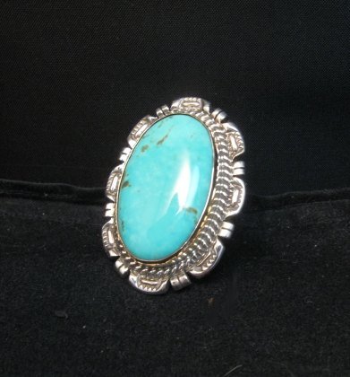 Image 2 of Native American Navajo Turquoise Silver Ring, Augestine Largo Sz7