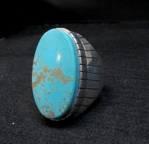 Image 2 of Big Navajo Native American Turquoise Silver Ring, Ray Jack, Sz12-3/4