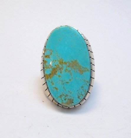 Image 4 of Big Navajo Native American Turquoise Silver Ring, Ray Jack, Sz12-3/4