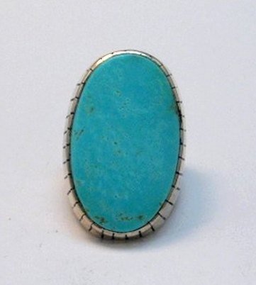 Image 0 of Huge Navajo Native American Turquoise Silver Ring, Ray Jack, Sz9-1/2