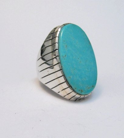Image 1 of Huge Navajo Native American Turquoise Silver Ring, Ray Jack, Sz9-1/2