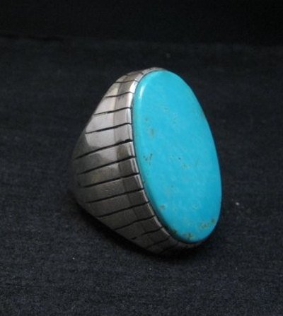 Image 4 of Huge Navajo Native American Turquoise Silver Ring, Ray Jack, Sz9-1/2