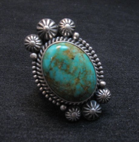 Image 0 of Navajo Michael and Rose Calladitto Kingman Turquoise Silver Ring sz8