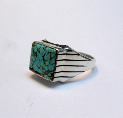 Image 1 of Navajo Native American Number 8 Turquoise Ring Ray Jack sz12-3/4