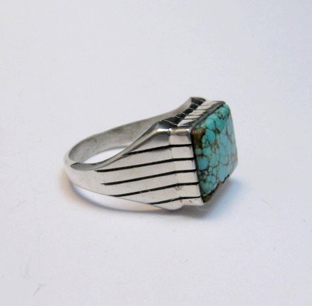 Image 2 of Navajo Native American Number 8 Turquoise Ring Ray Jack sz12-3/4