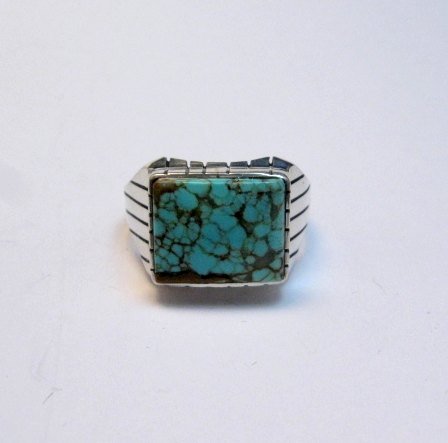 Image 4 of Navajo Native American Number 8 Turquoise Ring Ray Jack sz12-3/4