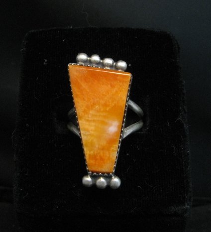 Image 4 of Navajo Native American Spiny Oyster Ring Selena Warner sz8-1/2